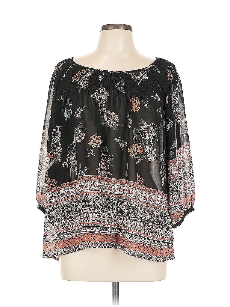 Pre-owned Knox Rose 3/4 Sleeve Blouse In Black