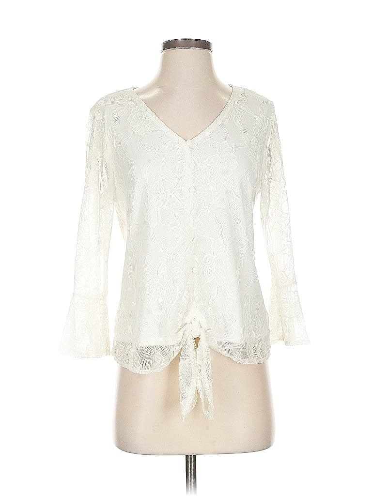 Pre-owned Andree By Unit 3/4 Sleeve Blouse In White