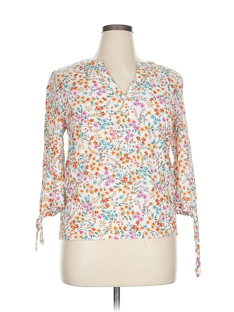 Pre-owned Cynthia Rowley Tjx 3/4 Sleeve Blouse In White