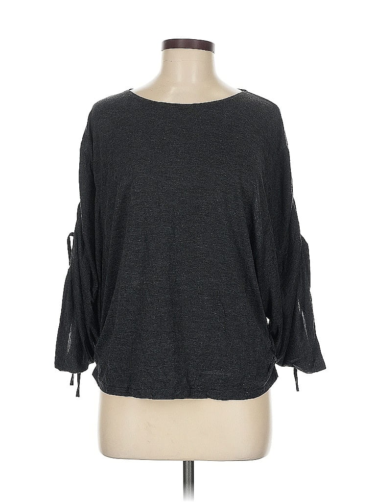 Pre-owned Do Everything In Love 3/4 Sleeve Top Gray Boatneck Tops