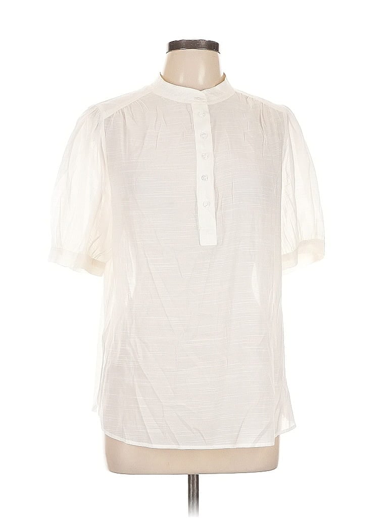 Pre-owned Banana Republic Factory Store Short Sleeve Blouse In White