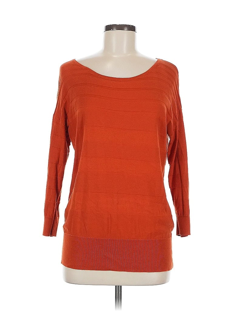 Pre-owned August Silk Pullover Sweater In Orange