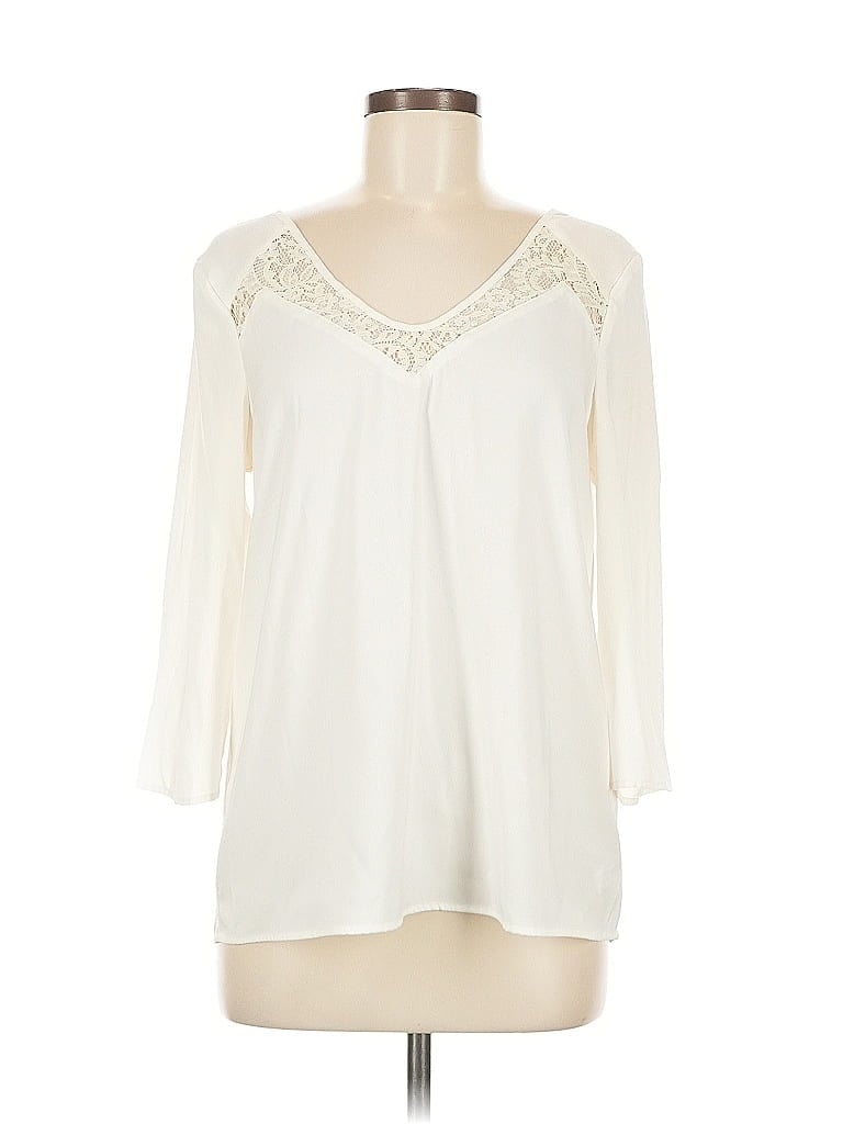 Pre-owned Express 3/4 Sleeve Blouse In White