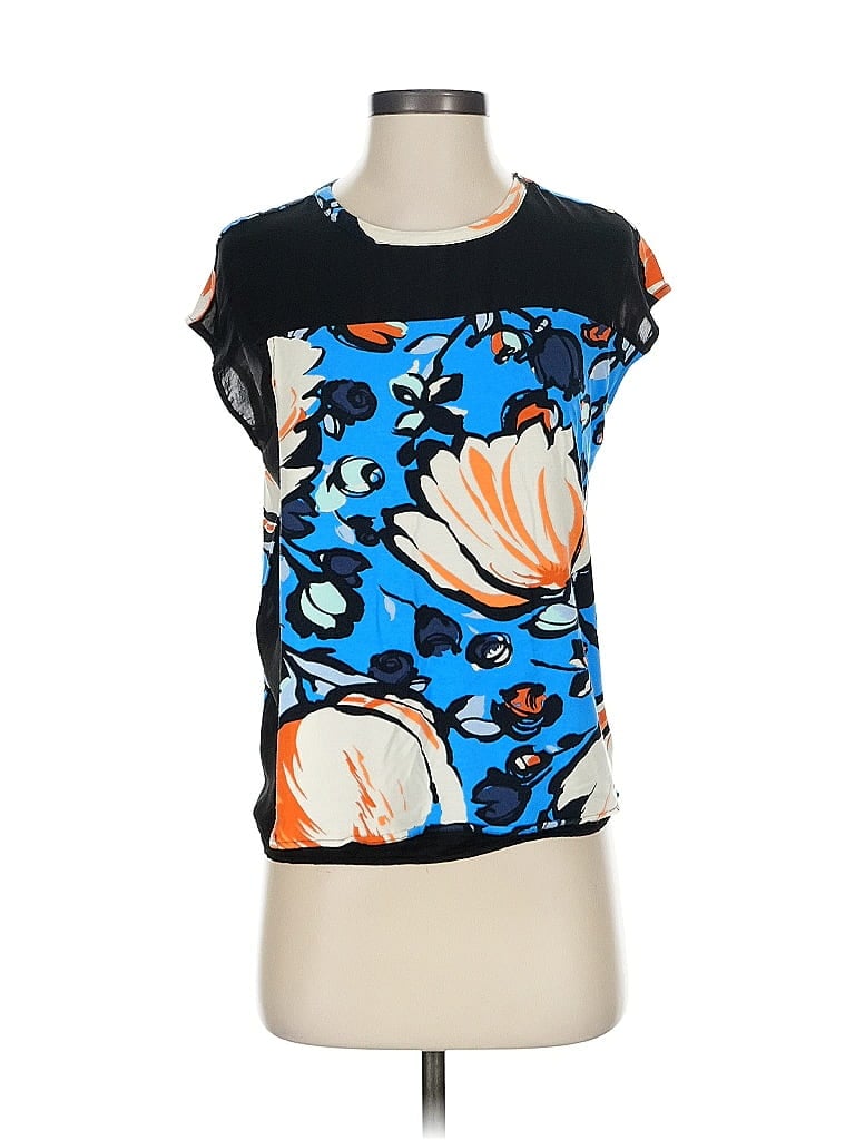 WESTON Pre-owned Short Sleeve Top Blue Scoop Neck Tops