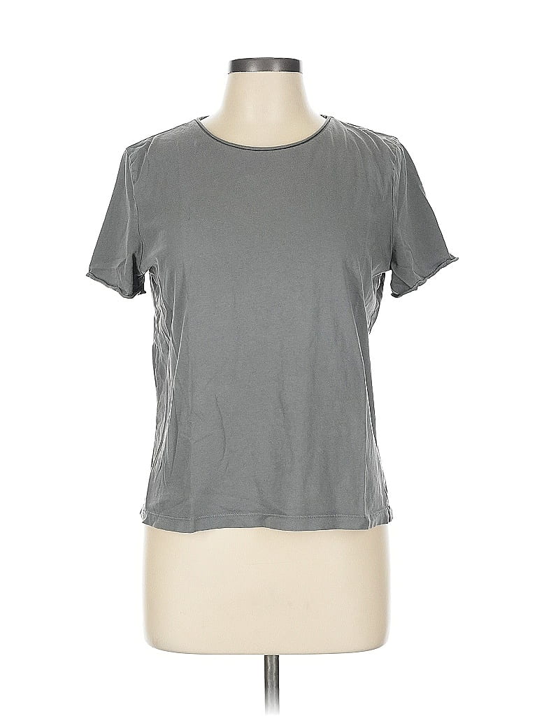 Zara 100% Cotton Metallic Gray Short Sleeve T-Shirt Size L - photo 1