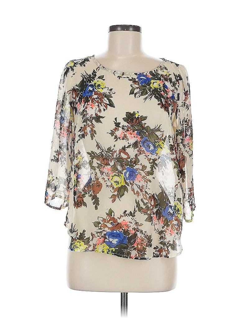 Pre-owned Lush 3/4 Sleeve Blouse In White