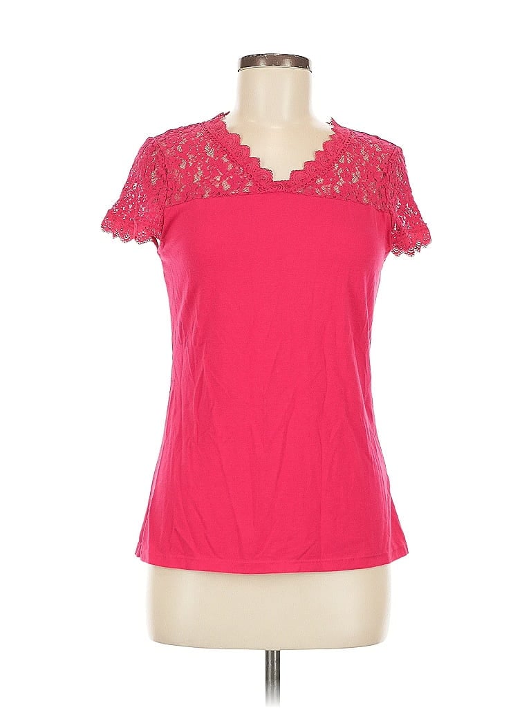 Pre-owned Simply Styled Short Sleeve Top Pink Sweetheart Neckline Tops