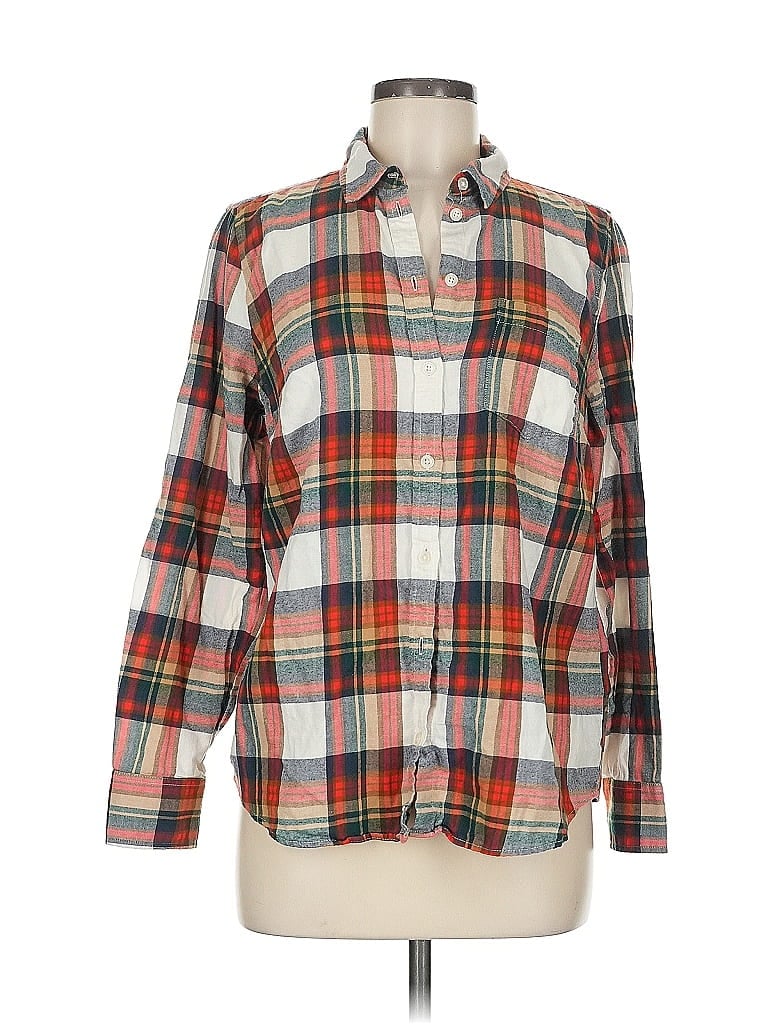 Pre-owned J.crew Factory Store Long Sleeve Button Down Shirt In White