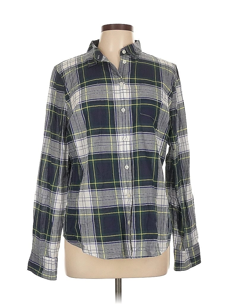 Pre-owned J.crew Factory Store Long Sleeve Button Down Shirt In Gray