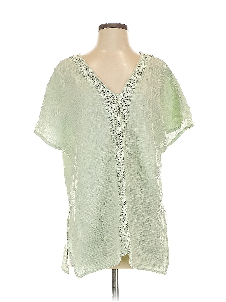 Pre-owned Kona Sol Short Sleeve Blouse In Green