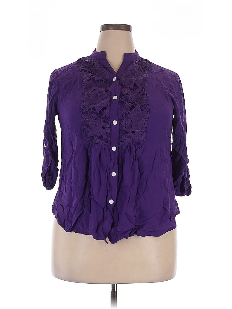 Pre-owned Loveu.dear 3/4 Sleeve Blouse In Purple