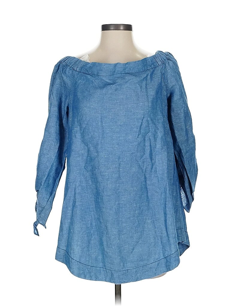 Pre-owned Free People 3/4 Sleeve Blouse In Blue
