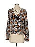 ASTR The Label 100% Polyester Orange Black Long Sleeve Blouse Size XS (estimated) - photo 1