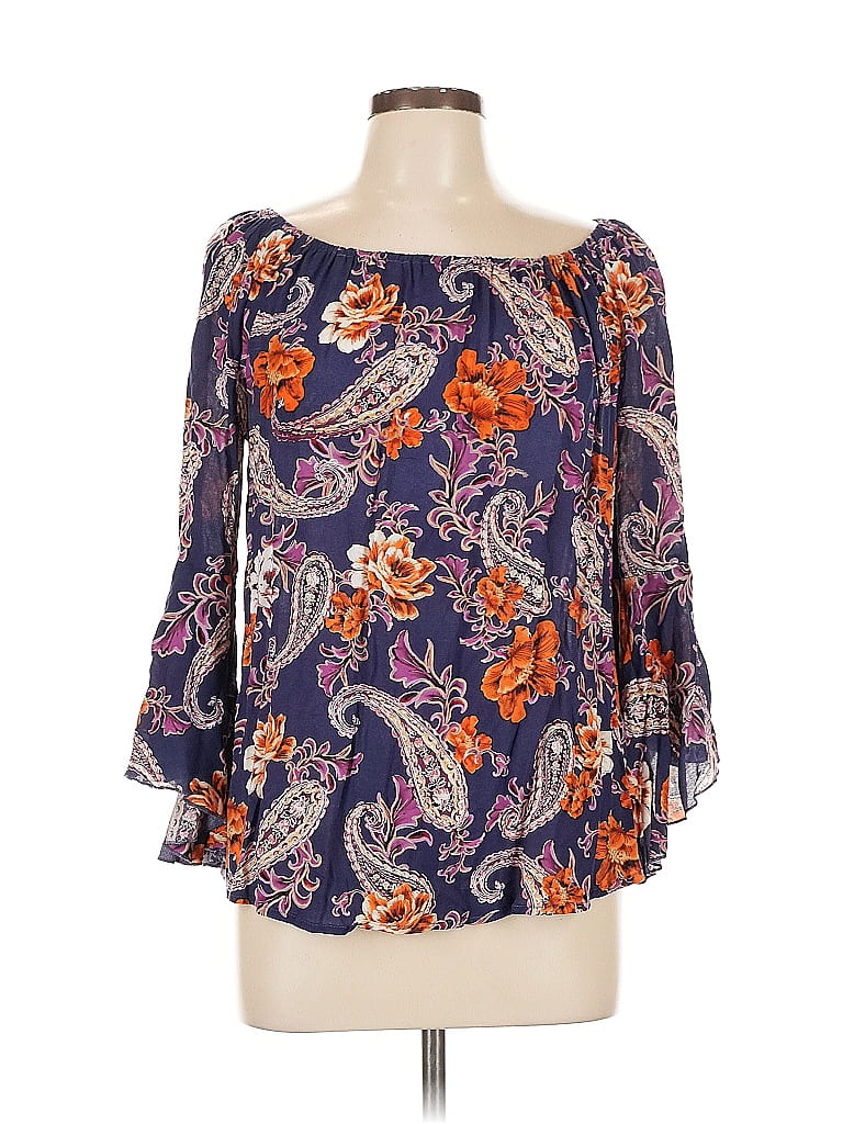 Pre-owned Unique Spectrum 3/4 Sleeve Blouse In Purple