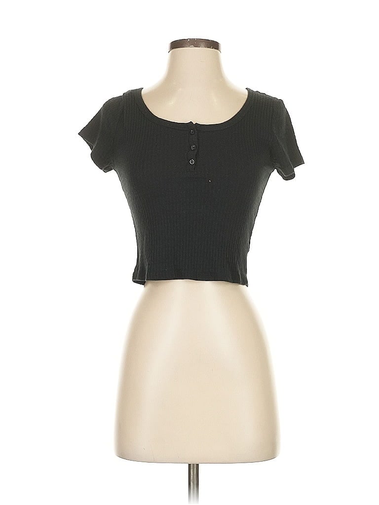 Pre-owned Wild Fable Short Sleeve Henley Shirt In Black