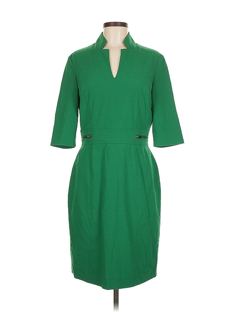 Tahari by ASL Solid Green Casual Dress Size 8 - photo 1