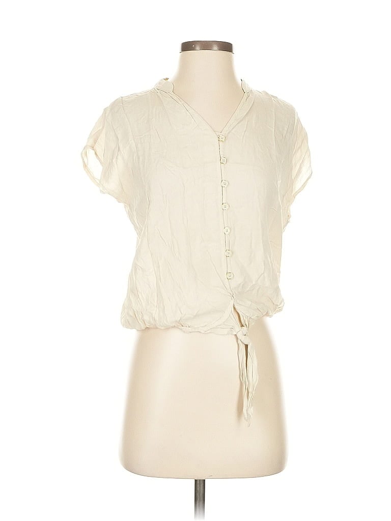 Pre-owned Mine Short Sleeve Blouse In White