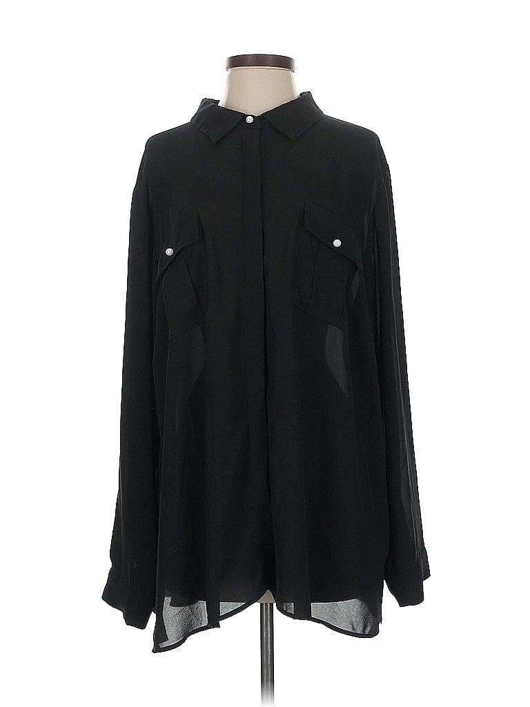 Pre-owned Eloquii Long Sleeve Blouse In Black