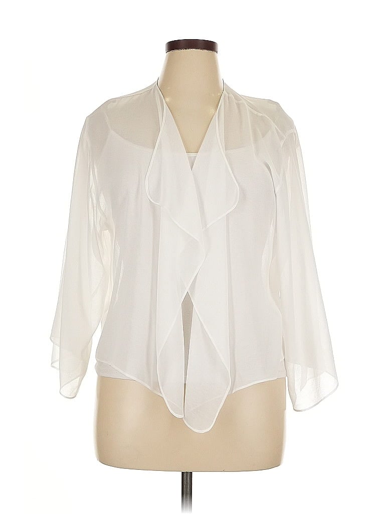 Pre-owned Kate Kasin 3/4 Sleeve Blouse In White