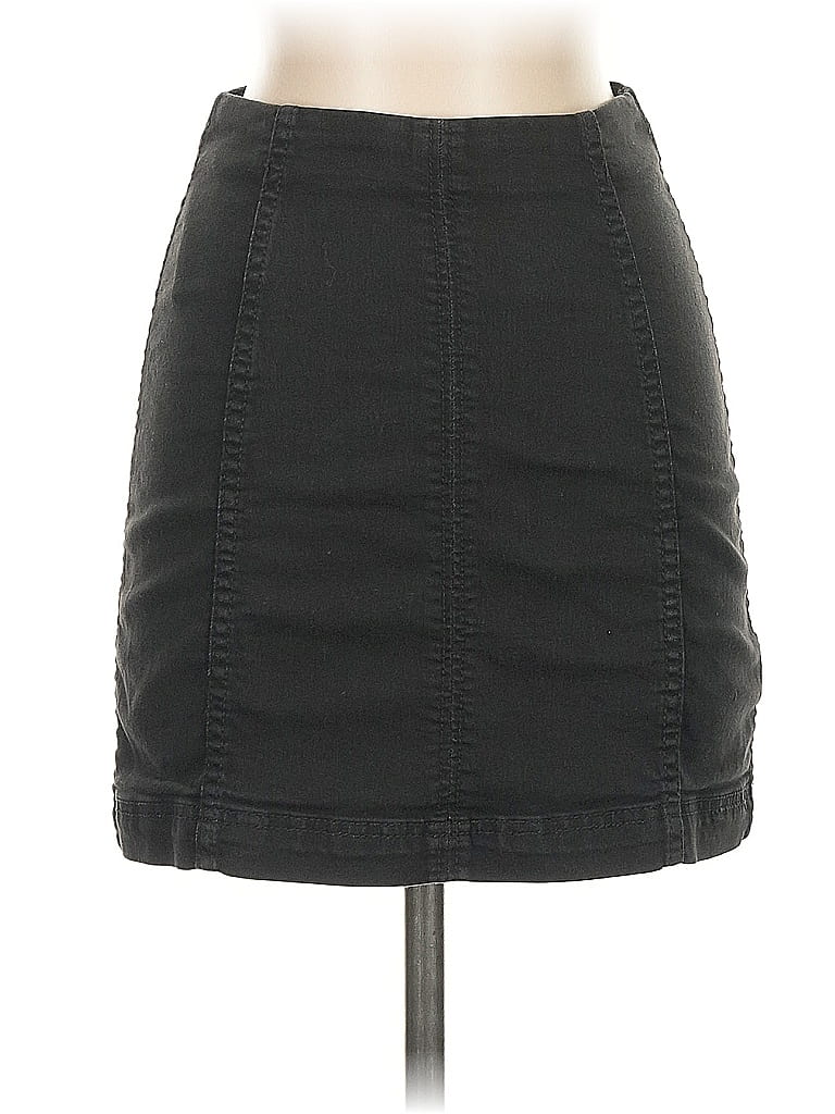 Pre-owned Free People Denim Skirt In Black