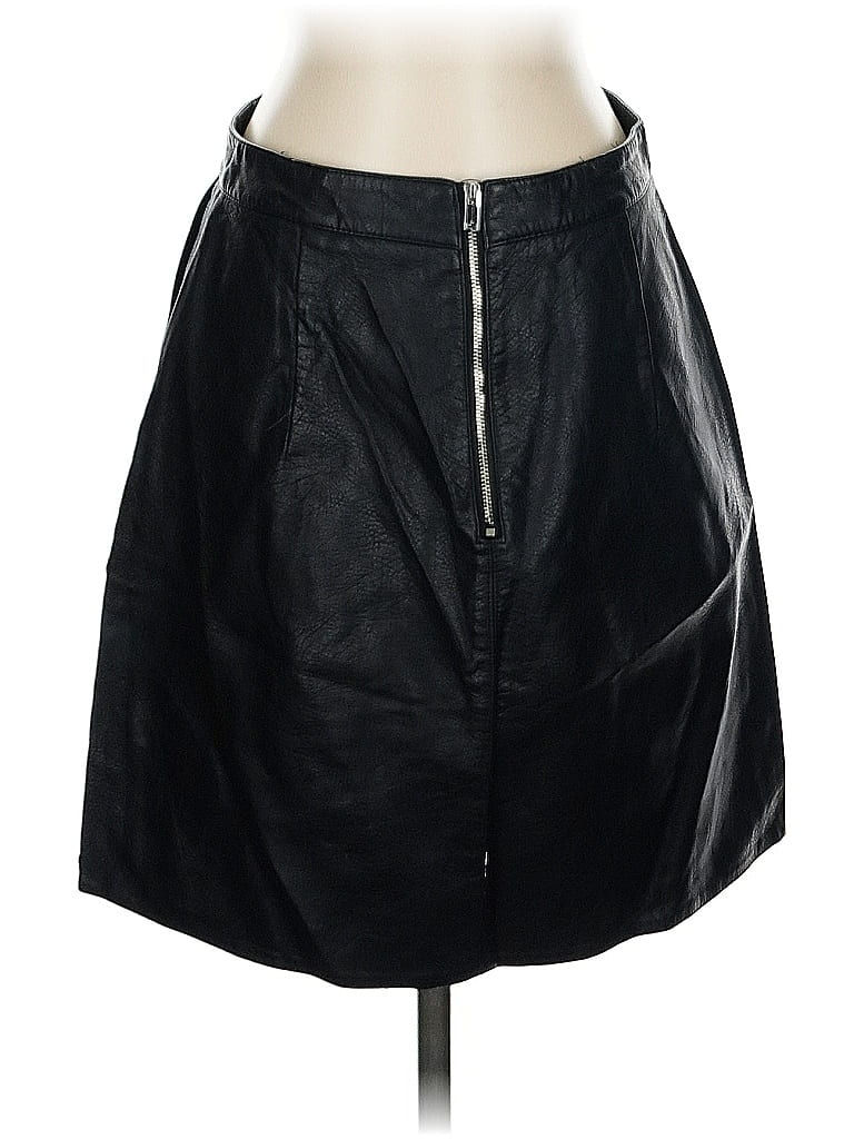 Pre-owned Zara Basic Faux Leather Skirt In Black