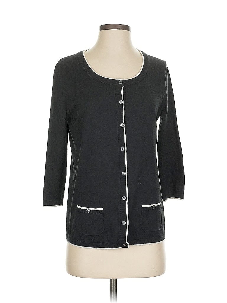 Pre-owned Lands' End Cardigan Sweater In Black