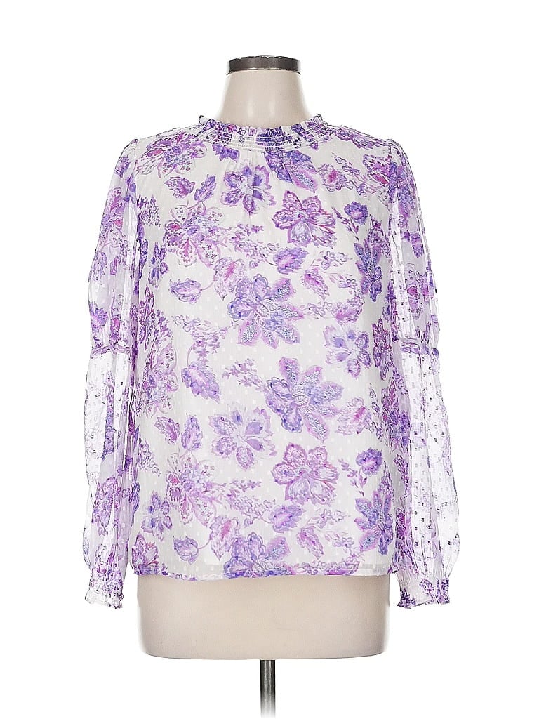 Pre-owned Ann Taylor Loft Long Sleeve Blouse In Purple