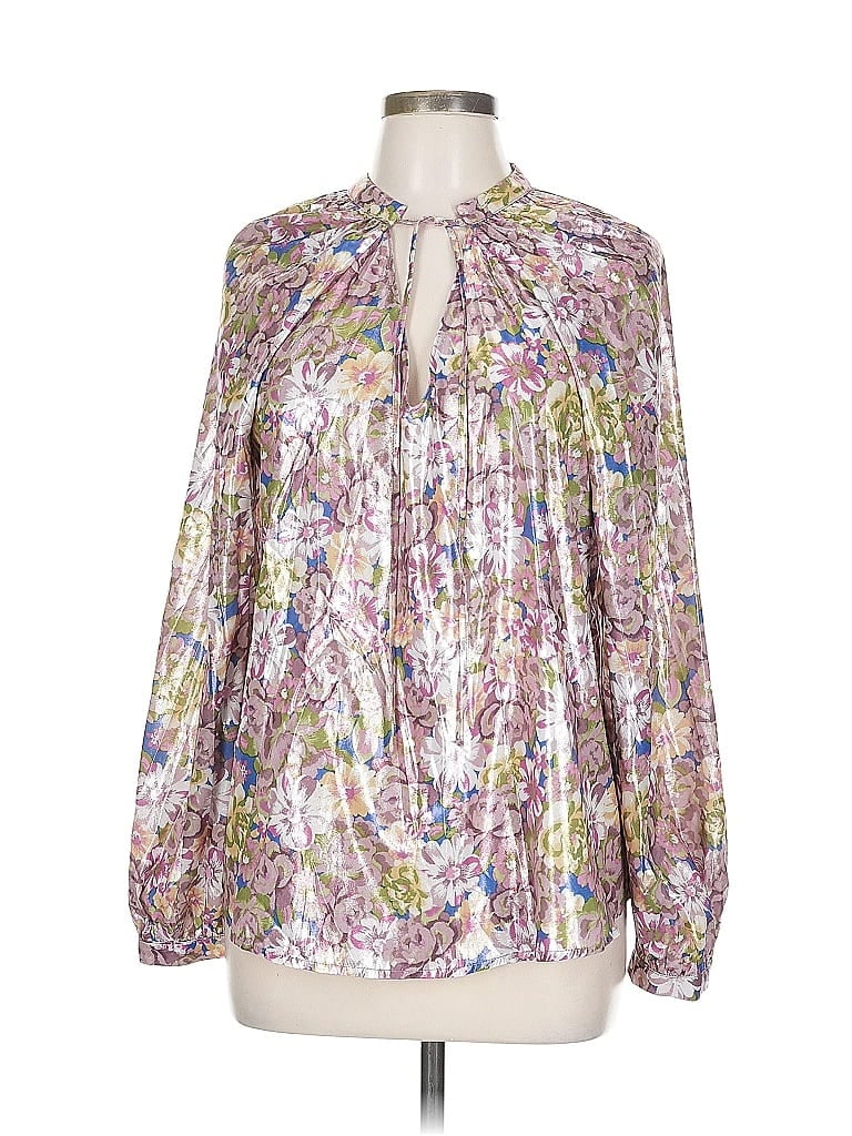 Pre-owned Current Air Long Sleeve Blouse In Silver