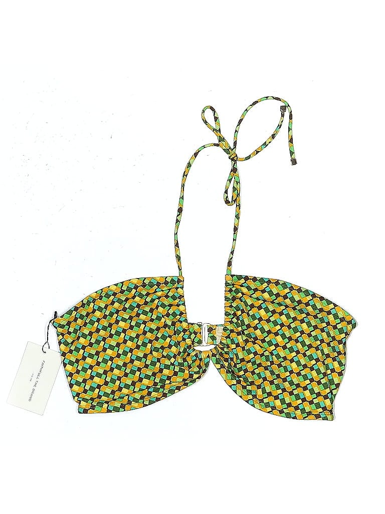 Faithfull The Brand Swimsuit Top Green Tweed Pattern Swimwear