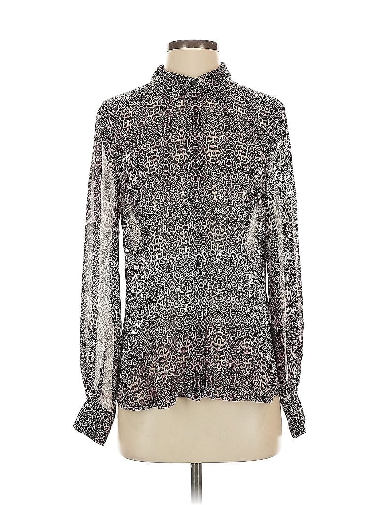 Pre-owned Catherine Catherine Malandrino Long Sleeve Blouse In Silver