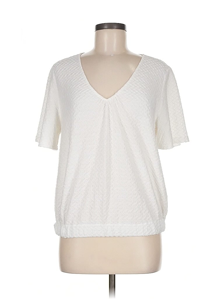 Pre-owned Sunday In Brooklyn Short Sleeve Top Ivory V Neck Tops In White