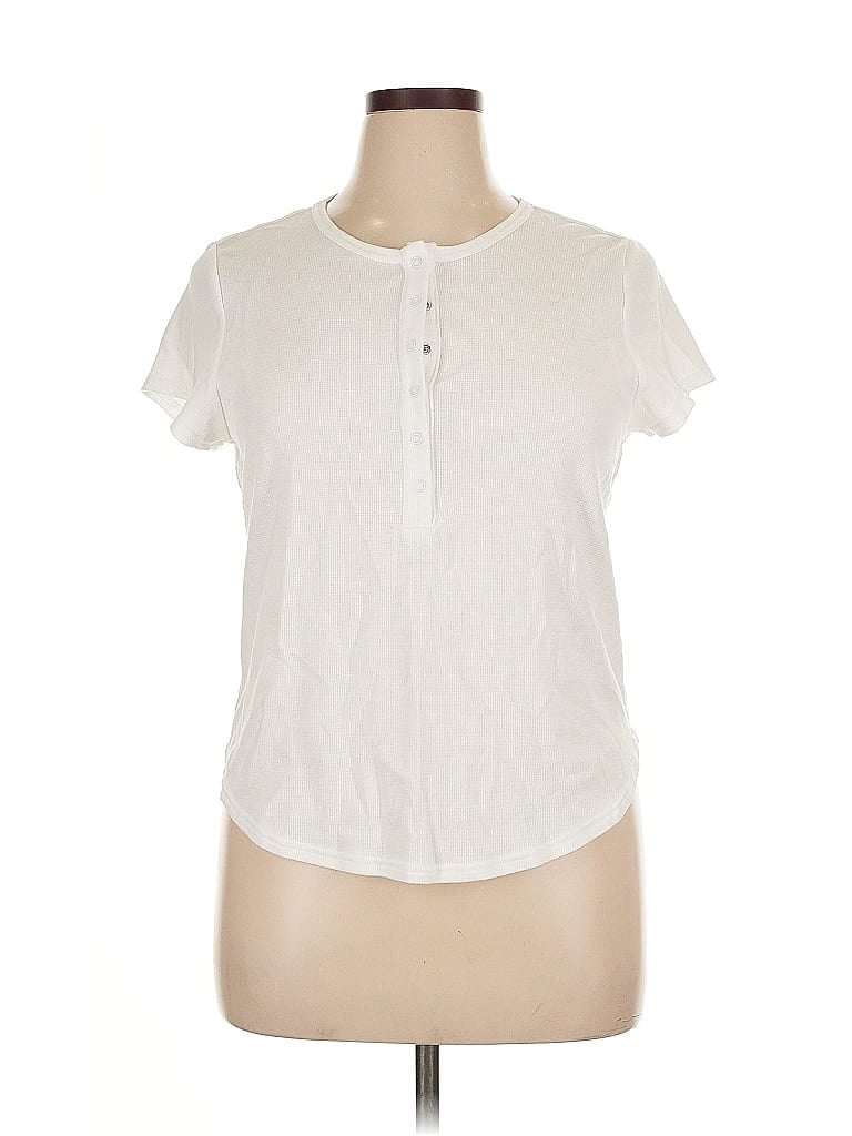 Pre-owned Old Navy Short Sleeve Henley Shirt In White
