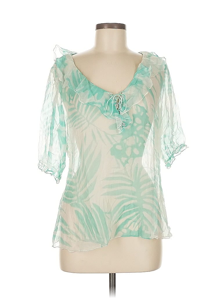 Pre-owned Tahari 3/4 Sleeve Blouse In Green