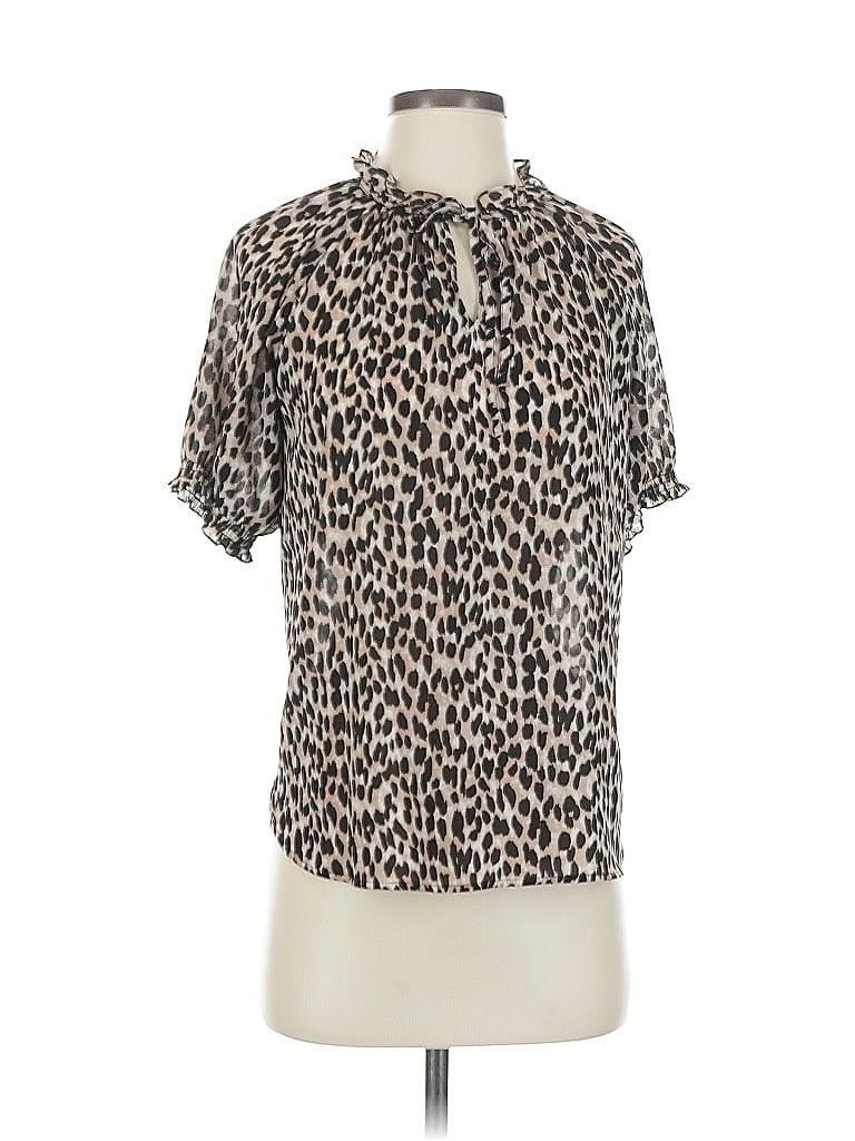 Pre-owned Ann Taylor Loft Short Sleeve Blouse In Brown