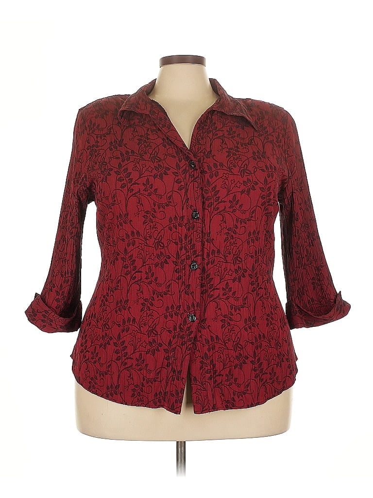 Pre-owned Dressbarn 3/4 Sleeve Blouse In Red