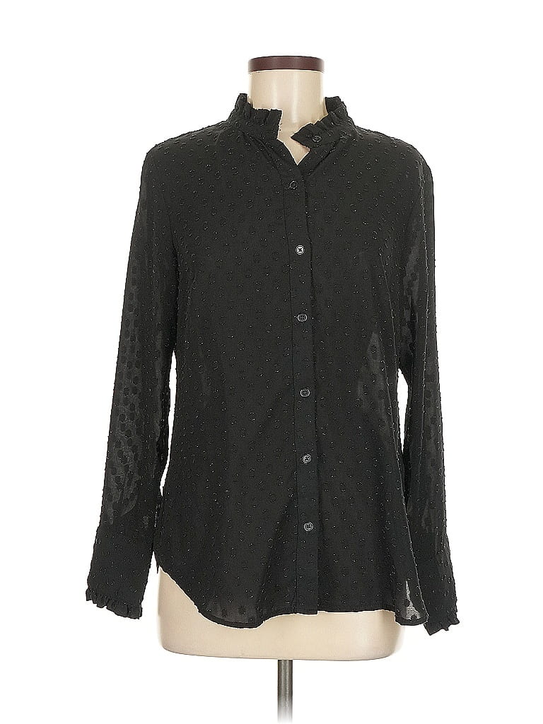 Pre-owned Banana Republic Factory Store Long Sleeve Blouse In Black