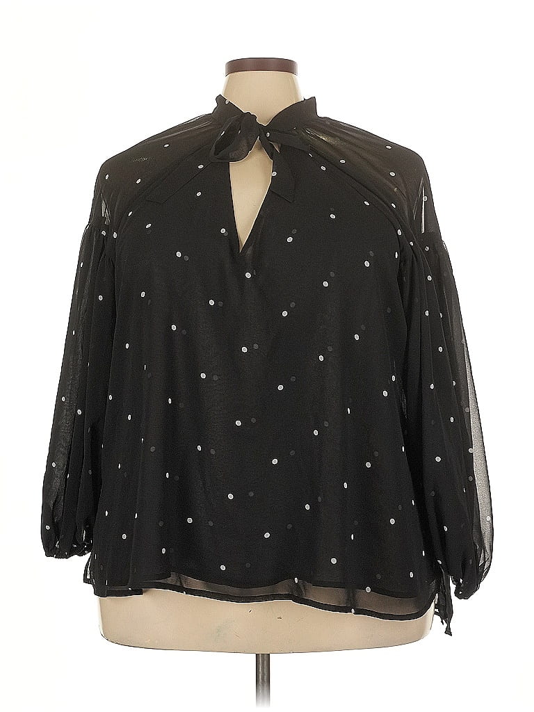 HALOGEN Pre-owned 3/4 Sleeve Blouse In Black