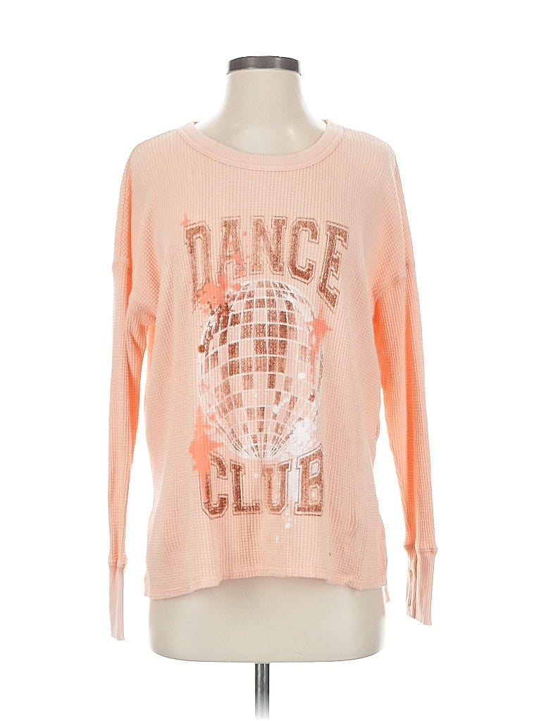 Pre-owned Offline By Aerie Long Sleeve Top Orange Crew Neck Tops
