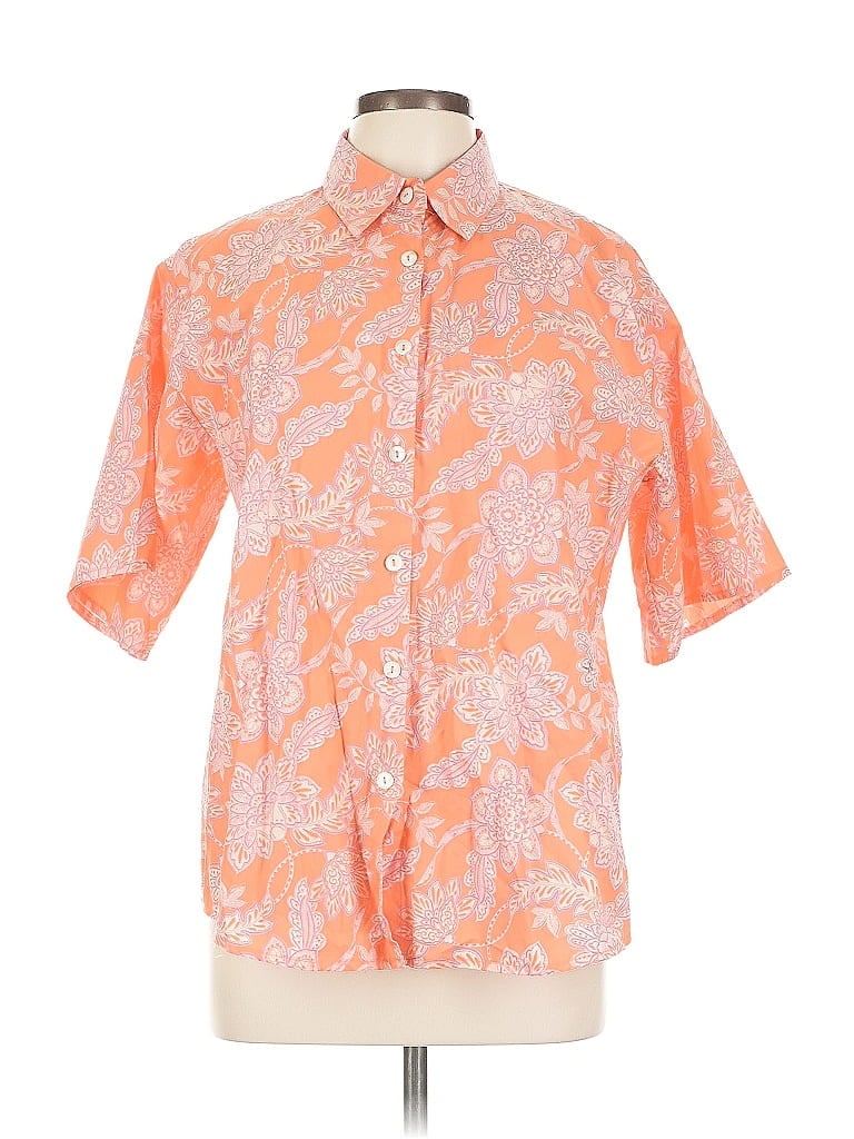 Pre-owned Olivaceous Short Sleeve Button Down Shirt In Orange