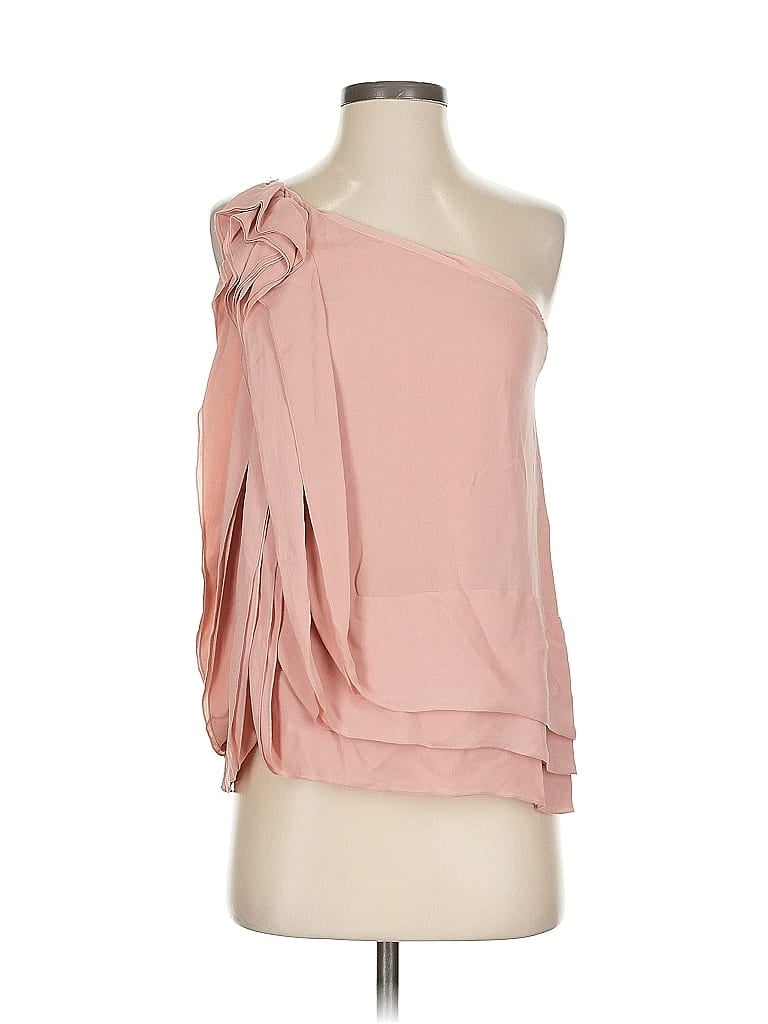 Click to view more detailed imagery on our partner's website Pre-owned Bcbgmaxazria Sleeveless Silk Top Pink One Shoulder Neckline Tops