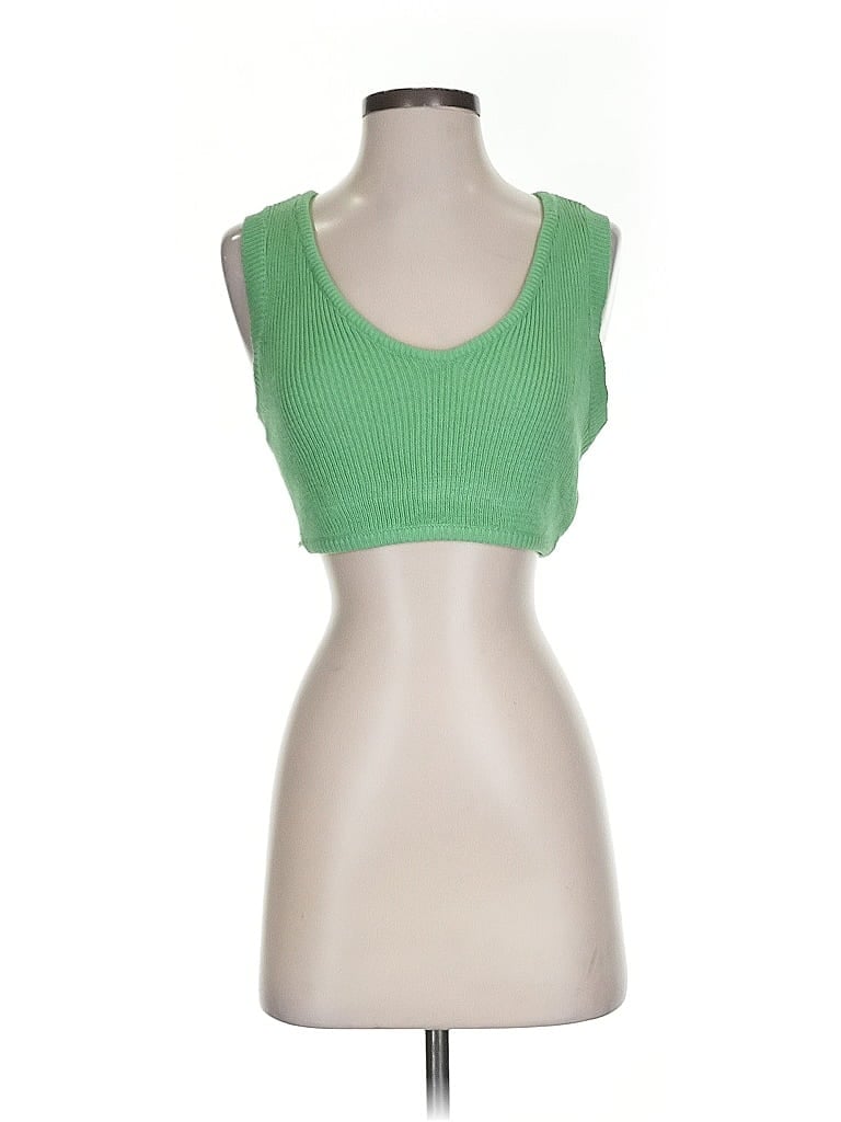 Pre-owned Fp Beach Tank Top Green Strapless Neckline Tops