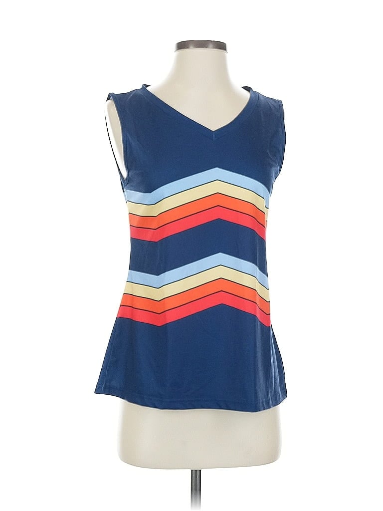 Pre-owned Unbranded Tank Top Blue V Neck Tops