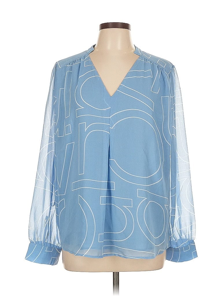 Pre-owned Calvin Klein Long Sleeve Blouse In Blue