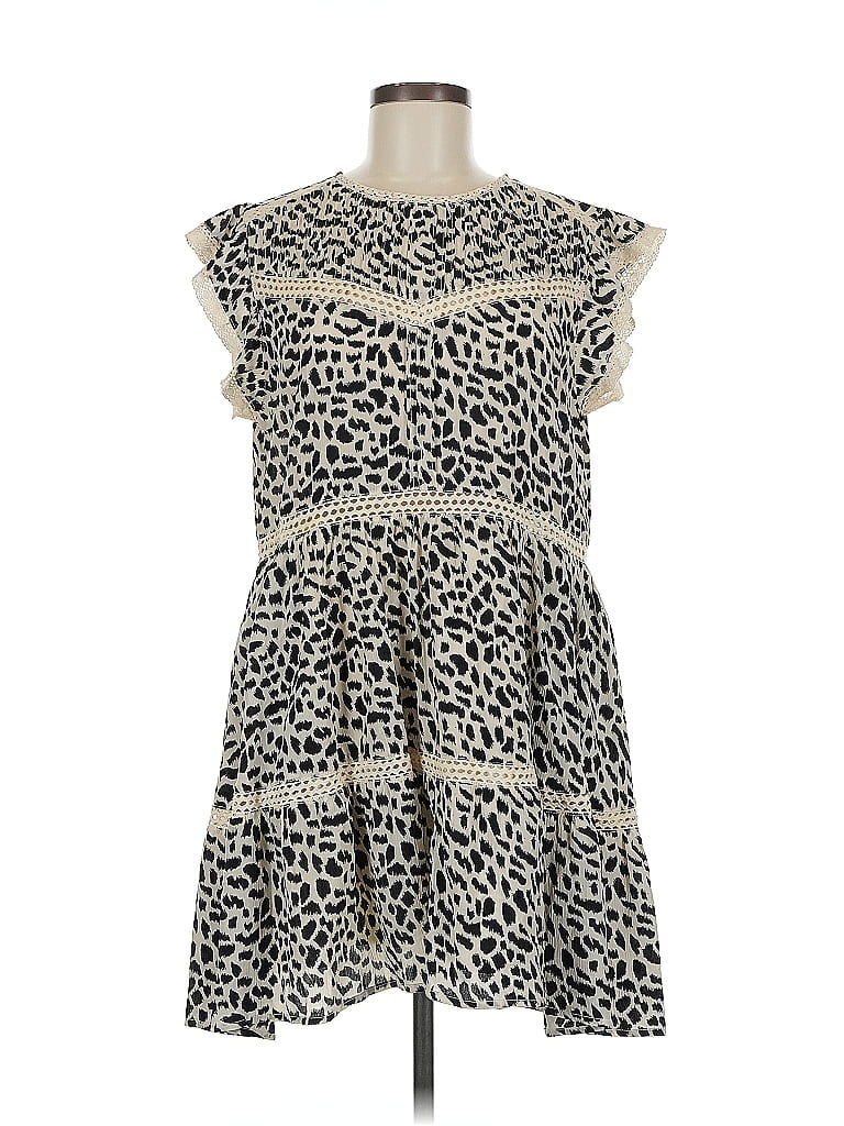 Pre-owned By Together Sleeveless Top Ivory Ruffles Neckline Tops In White