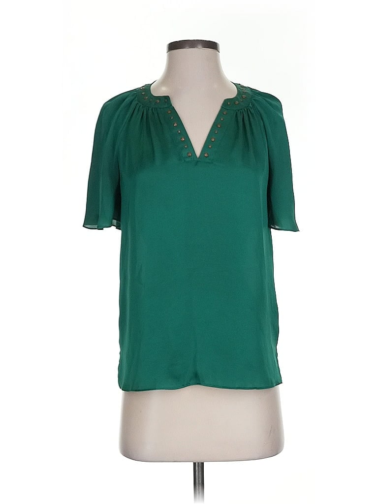Pre-owned Vince Camuto Short Sleeve Blouse In Green