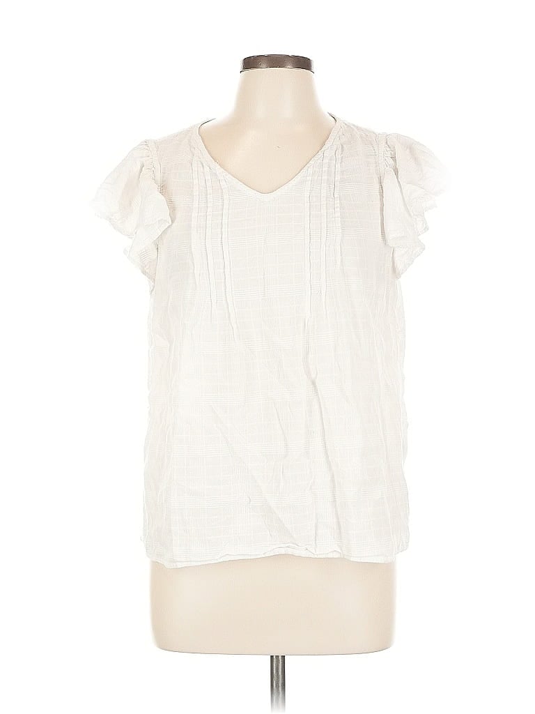 Pre-owned Style & Co Short Sleeve Blouse In White