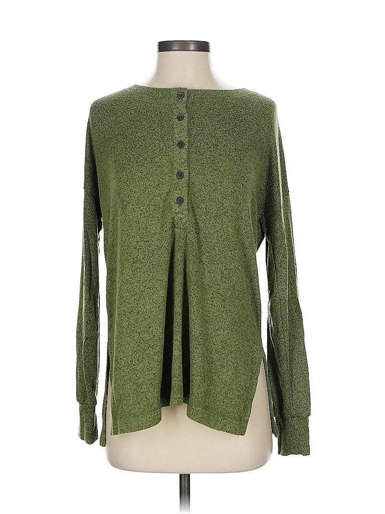 Pre-owned Old Navy Long Sleeve Henley Shirt In Green