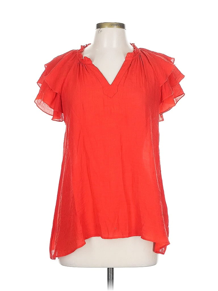 Click to view more detailed imagery on our partner's website Pre-owned Nanette Lepore Short Sleeve Blouse In Red