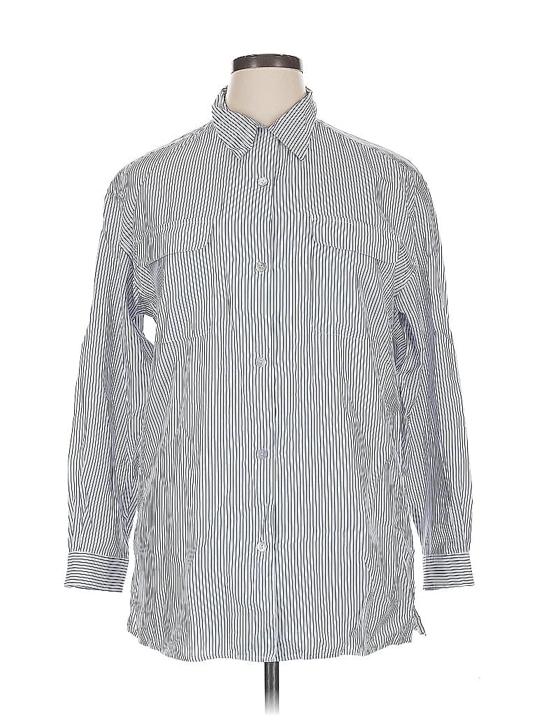 Pre-owned Dressbarn Long Sleeve Button Down Shirt In Blue
