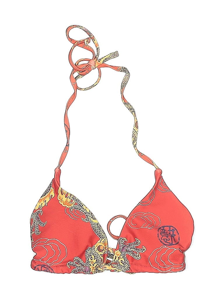 Pre-owned Unbranded Swimsuit Top Red Paisley Pattern Swimwear